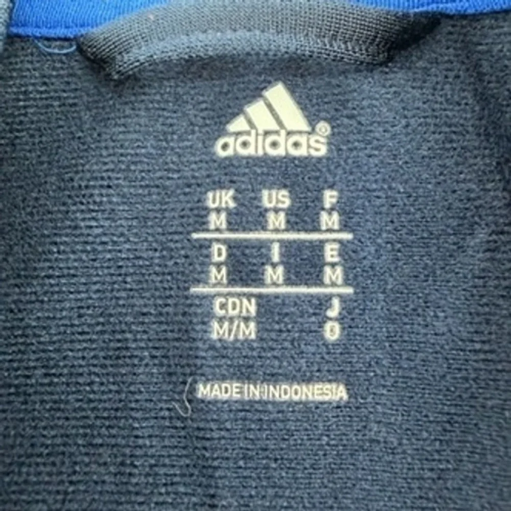 Adidas Mens Track Jacket Navy Royal Blue Full Zip 3-Stripes Medium Sportswear‎